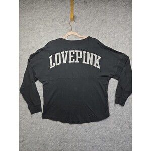 LOVE PINK Victoria's Secret Long Sleeve Black W Silver Glitter Sparkle Medium